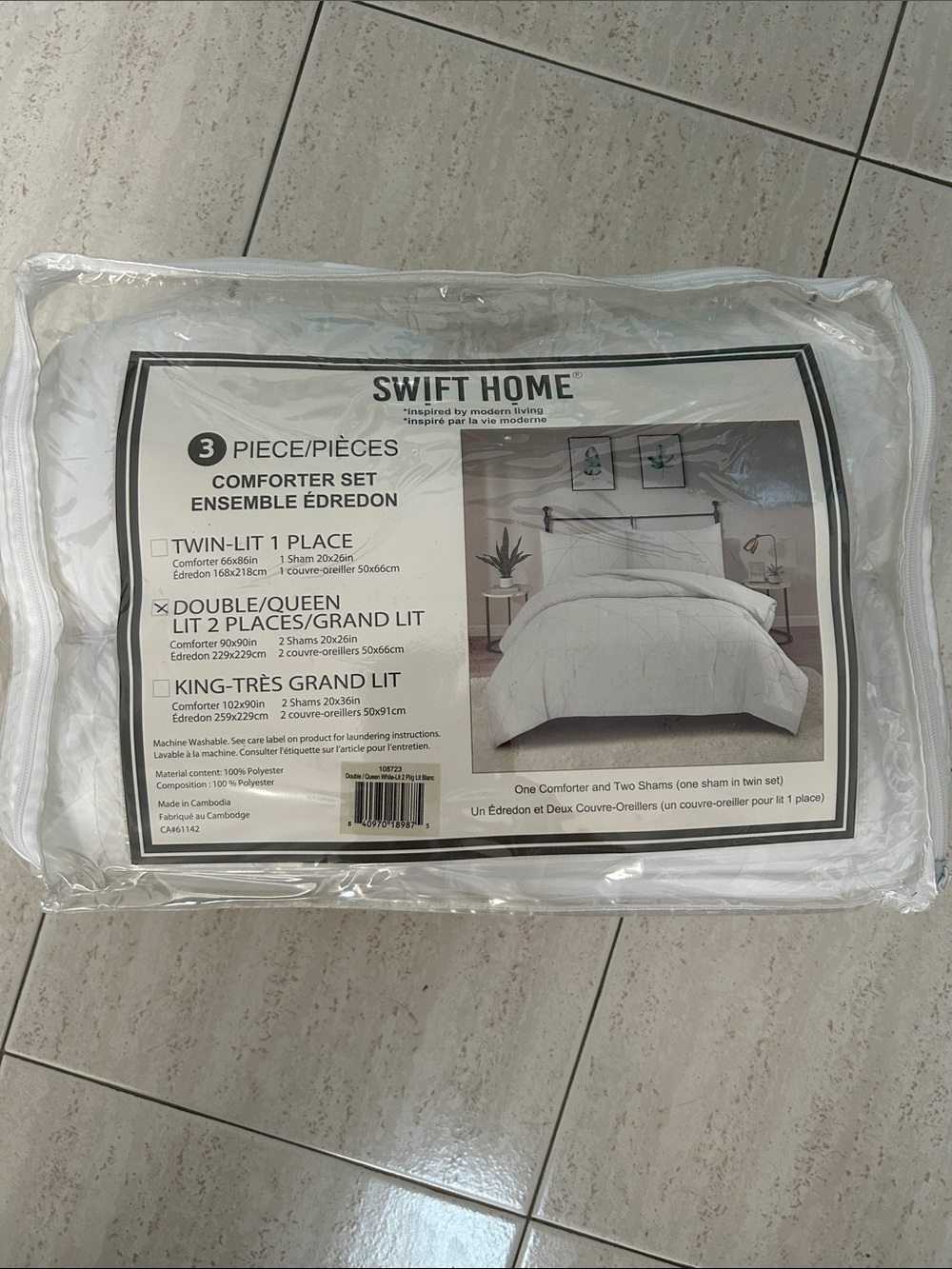 NWT 🆕 Swift Home Comforter and Two Shams Set for Double/Queen Bed, White